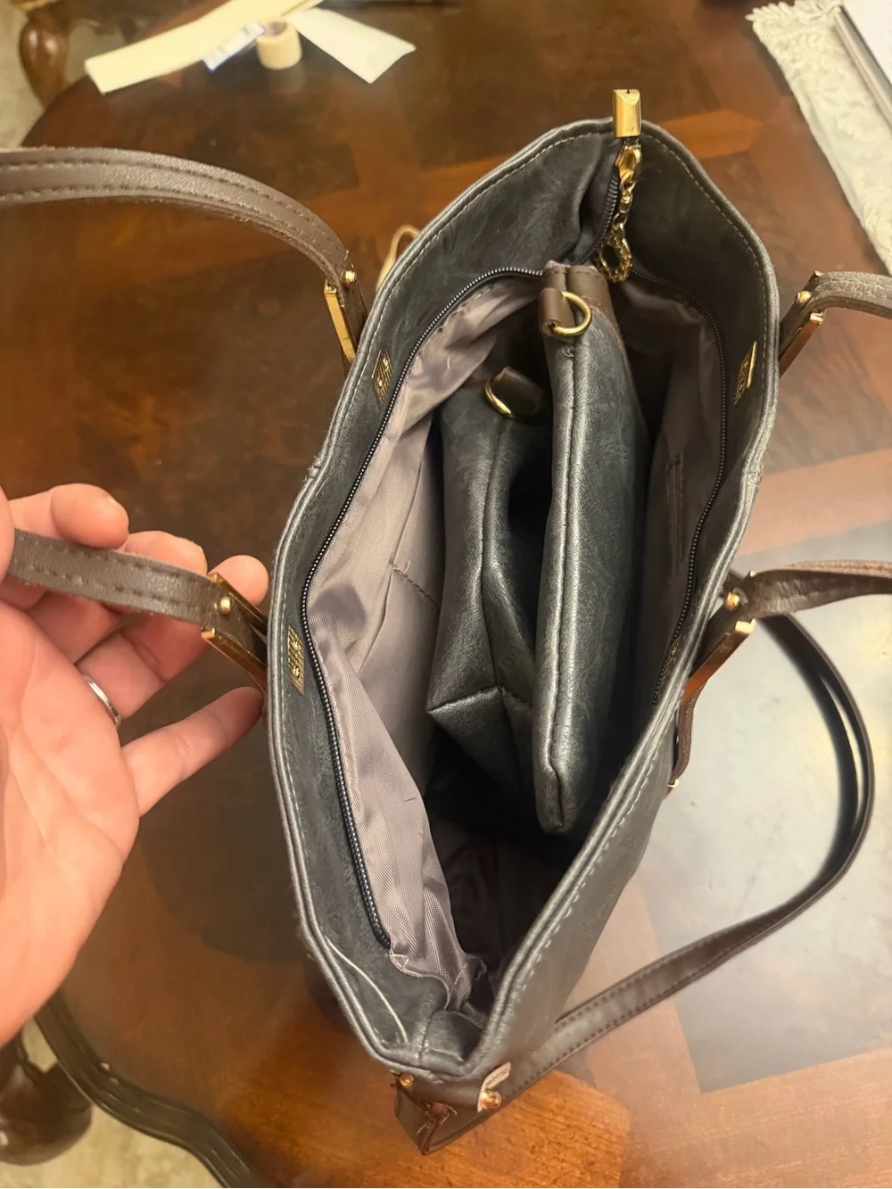 Young Living Black Leather Tote with Matching Pouches